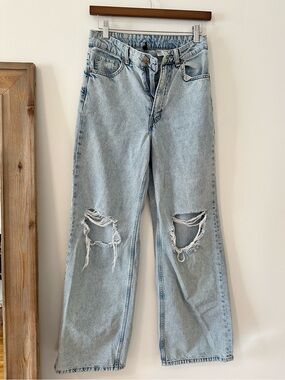 H&M Wide Leg Distressed Jeans Size 4